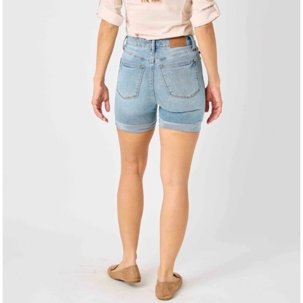 Judy Blue High Waist Tummy Control Denim Shorts Sorbtek Med Blue Large JB150205